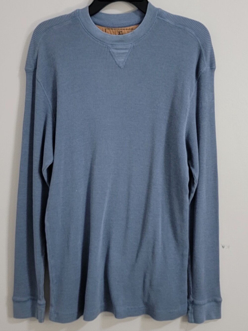 Men's Long Sleeve Waffle Knit Crew - Light Blue